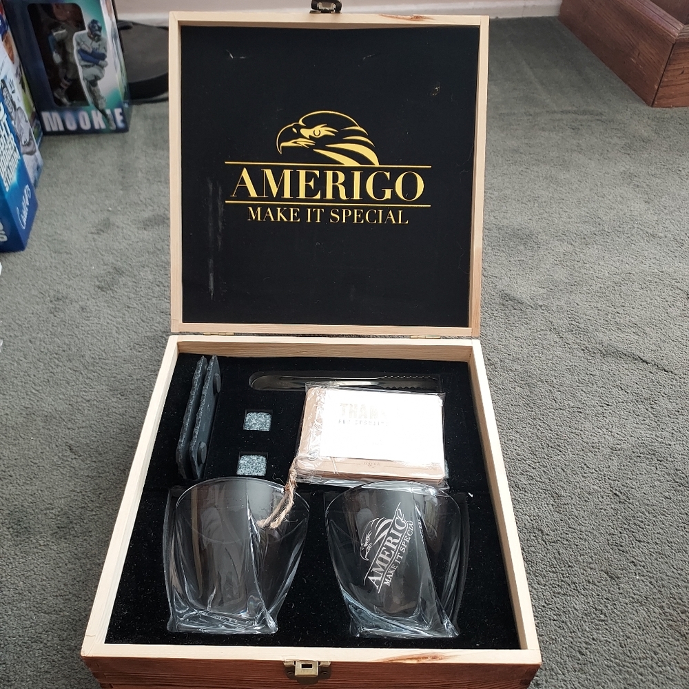 Amerigo Make It Special Whiskey Glasses Granite Ice Cube Stones Barwear Mixology